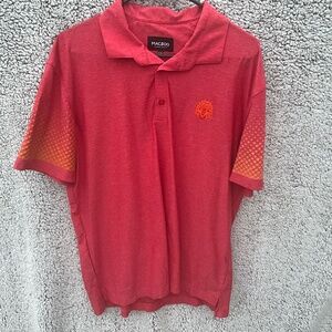 Maceoo Red with orange polo shirt.  Size 6/XXL